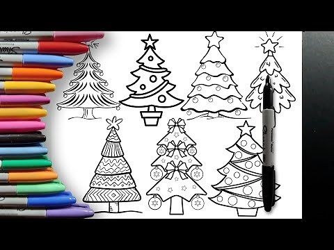 7 Dibujos de Árboles de Navidad para Colorear Paso a Paso Fácil para Niños
