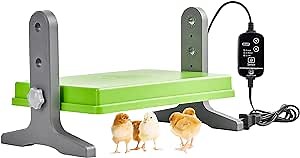 Fuzzy Bird Chick Brooder (12''*8'') Brooder Heater for Chicks Ducks and Birds Incubation Heating Keep Chicks Warm Newly Upgraded Temperature Adjustable Height Adjustable Chick Heating Plate - Green