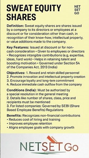 Sweat Equity Shares – Meaning, Features, Objectives, Conditions & Benefits | Easy Explanation