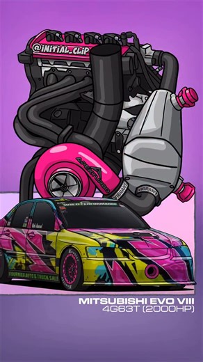 Initial® Clip on Instagram: "4G63T, 2 liters, But 2000 horsepower… That’s not a build — it’s a challenge to God. Engine Animation specially made for @wild_evo Thanks for commission🫱🏼‍🫲🏽 #mitsubishi #ct9a #4g63 #4g63t #evolution #lancerevolution #mitsubishilancerevolution #evo8 #engine #engineanimation #racing #performance #tuning #tuned #tuner #petrolhead #motorsport #horsepower #turbo #turbocharged #racecar #drift #automobile #cargram #carlifestyle #carculture #carmodification #modification