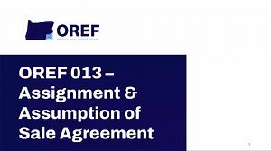 OREF 013 Assignment & Assumption of Sale Agreement