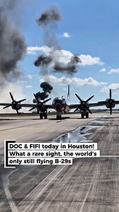 DOC & FIFI today in Houston! What a sight! The world’s only still flying B-29s 🎥 by Mike Killian Photography | Avgeekery.com