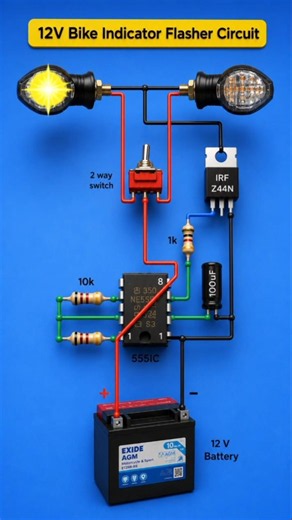How to Make an Indicator Flasher Light at Home ⚡ Easy DIY Turn Signal Circuit #Shorts