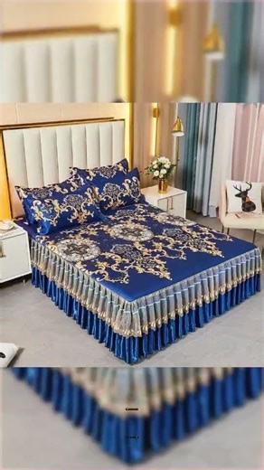 3Pcs Summer Bed Skirt Style Bedspread Lace European Style Three Piece Set Skirt Style Bed Cover M...