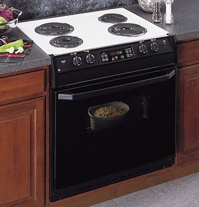 GE® 30" Drop-In Electric Range with Self-Cleaning Oven and Black Glass Oven Door|^|JDP36BWWH