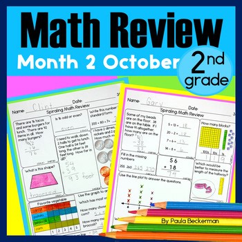 October Morning Work 2nd Second Grade Math Review Packets Daily Spiral Warm Ups