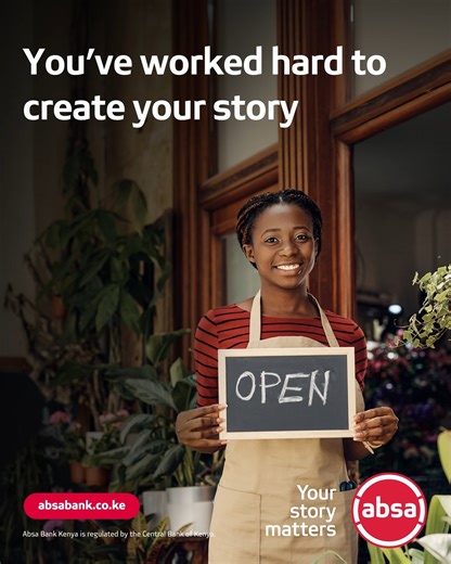 You turned an idea into a business. Now it’s time to grow!​ At Absa, #WeSeeYourStory The late nights, the bold calls, the first wins and we back it with solutions built with you in mind.​ ​ Let’s write the next chapters together. Visit the absa.co.ke to get started. #YourStoryMatters | Absa Bank Kenya
