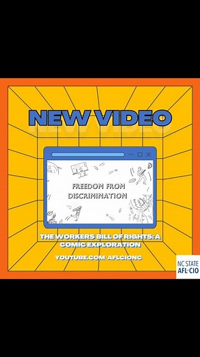 To celebrate #LaborDay this year, we're pleased to premiere dramatic readings of each episode of our comic book, The Workers’ Bill of Rights: A Comic Exploration, on our YouTube channel! This episode is the fifth of these rights: Freedom from Discrimination. Watch at youtube.com/aflcionc #1u #comicbooks | NC State AFL-CIO