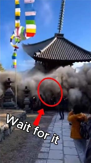 Mountain Shrine Collapses Terrifying Tourist Footage