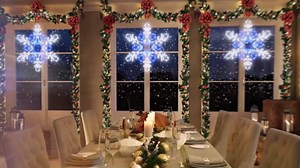 Joomer 35'' Christmas Large Snowflake Lights Decoration Waterproof Outdoor Christmas Lights Super Bright with Timer for Home Party Wall Hanging Light (White & Blue)