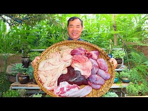 Pig Tongue, Heart, Intestines, Tripe, and Kidneys Stewed Together in Huge Pot! | Uncle Rural Gourmet