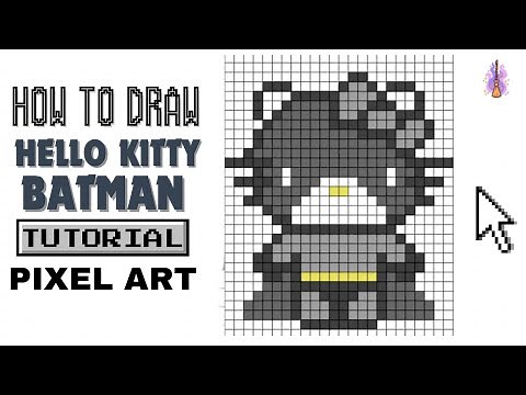 HELLO KITTY BATMAN: Pixel Art Tutorial Step by Step