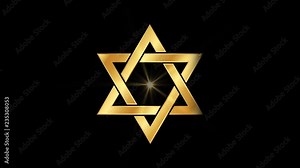 Star of David Religious symbol Particles Animation, Magical Particle Dust Animation of Religious Star of David Sign with Rays.
