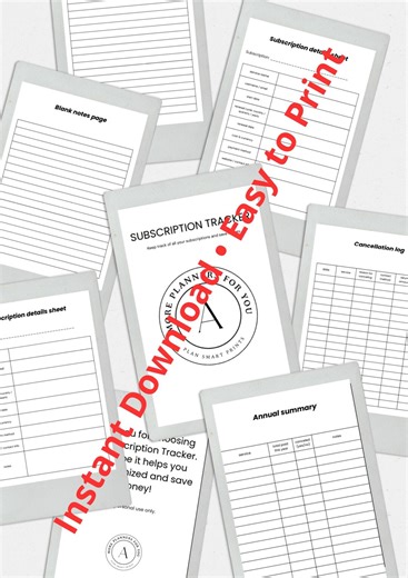 Printable Subscription Tracker – Monthly Bill & Expense Log | Digital Payment Organizer PDF | Budget Planner Insert - Etsy