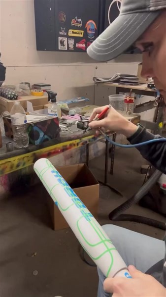 7.6K views · 566 reactions | Infinity lines are tough enough on a flatter surface, but to do it on a softball bat really test my patience, but so worth the work in my opinion落 What do you think of this design? #tattedcat #tattedcatcustoms #sagolaqueen #batgirl #custompainter #customshop #CustomBats #passion4paint #girlsbehindthegun #airbrush #becreative #badbitchbehindthegun | Tatted Cat Custom Creations | Facebook