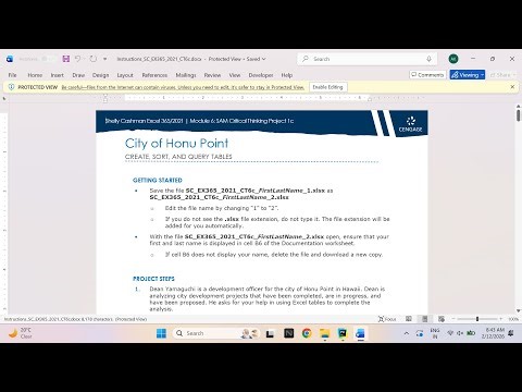 Shelly Cashman Excel 365/2021 | Module 6: SAM Critical Thinking Project 1c City of Honu Point