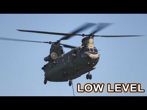 Chinook low level flying // multiple bambi bucket scoops // beautiful sound!