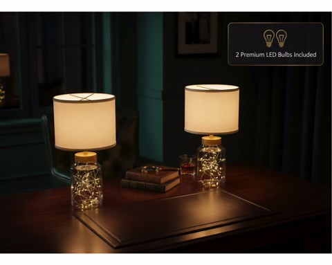 Bedside Lamp With Clear Glass Base – Modern Table Lamp for Nightstand, Living Room, Bedroom & Office – Fillable Lamp - Etsy