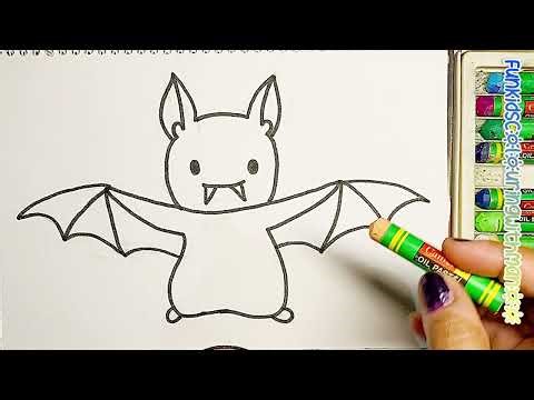 How to Draw & Colour a Cute Bat | Simple and Easy Drawing for Kids 🦇