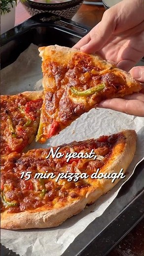 15 min pizza dough without yeast! #pizzadough #15minpizza