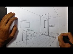 How to Draw a Simple Bathroom in Two Point Perspective