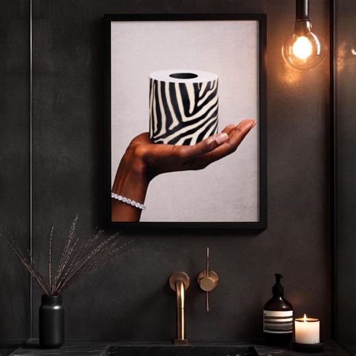 Funny Bathroom Wall Art | Funky Zebra Print Decor | Dopamine Wall Print | Digital Download - Etsy