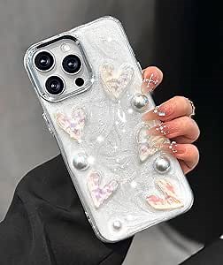 Toycamp for iPhone 11 Pro Max Case Cute - Women Girly Girls Glitter Phone Cover 11 ProMax Kawaii Sparkle Bling Shine Aesthetic Pretty Unique Wave Design Funda for Apple 11 Pro Max, Heart