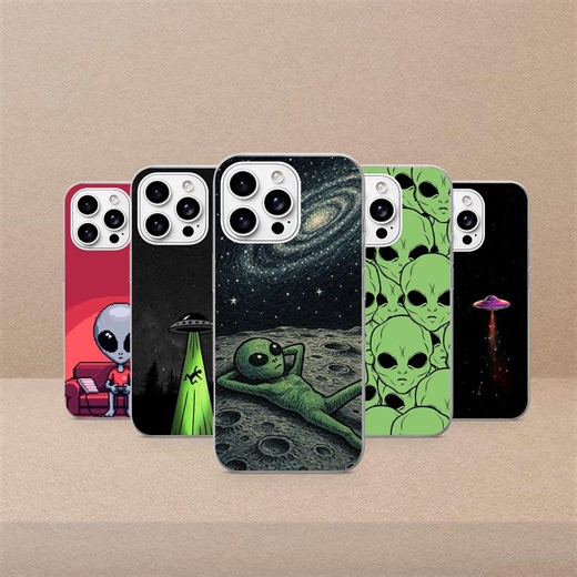 Alien Phone Case Funny UFO Cover for iPhone 17pro, 16, 15, 14, 13, Samsung S26, S25, S24, S23fe, S22, A16, A26, A56, Pixel 10, 9pro - Etsy