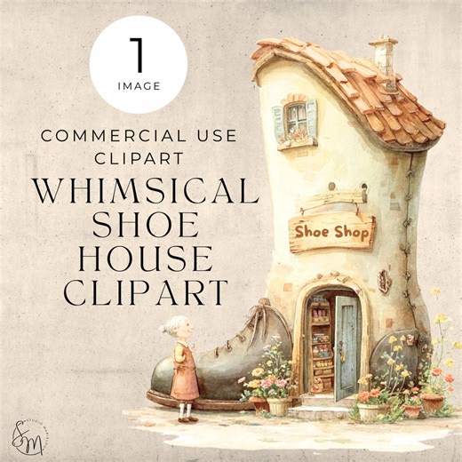 Whimsical House Clip Art, Charming Shoe House Watercolor Illustration, Nursery Wall Art Printable Decor - Etsy