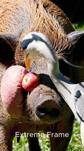 The swan takes the apple from the boar #ai #shorts #animals #boar
