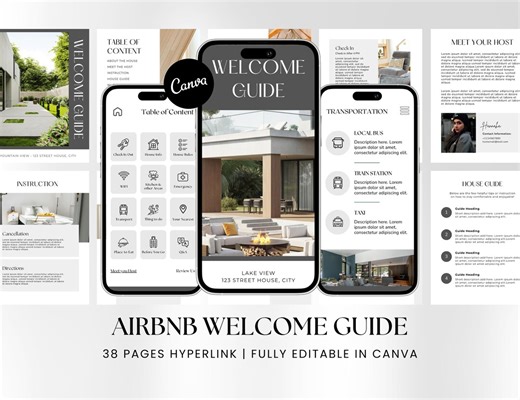 Airbnb Welcome Guide Template, Canva Editable Rental Welcome Book (digital Download) - Etsy