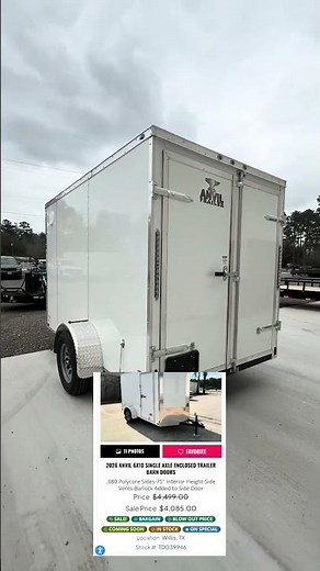 2026 Anvil 6×10 Single Axle Enclosed w/ barn doors