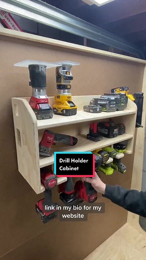 The drill holder cabinets have been something I’ve spent a ton of time working on and building. I’ve made all sorts of different designs and I’m pretty sure I’ve shipped one to all 50 states! #cncwood #plywoodproject #toolstorage #drillstorage #drillholder #diywood #diywoodprojects #diywoodworking #cncrouterproject #garageorganization #woodtok #fusion360 #vectric #woodworking #woodworkingproject #maker