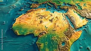 Earth's global map featuring heightened topographic relief. Detailed physical map of the entire earth.