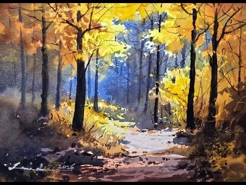 How to Paint a Glowing Autumn Forest – Watercolor Tutorial