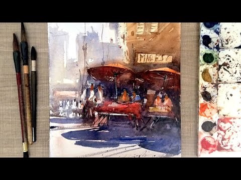 Watercolor painting for beginners/semi advance - easy human figures & city scenery techniques