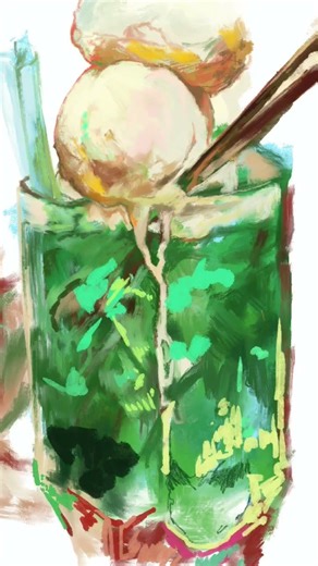生ジョッキデカクリームソーダ #artist #creamsoda #雰囲気 #illustration #イラストメイキング #kawaii #procreate #厚塗り#クリームソーダ