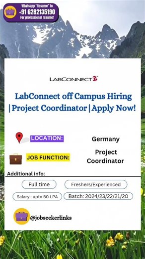 LabConnect off Campus Hiring |Project Coordinator |Apply Now|