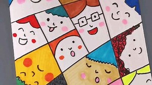 创意儿童画：格子里的小人