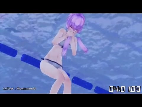 Anime girl breath holding and drowning underwater