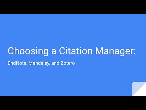 Choosing a Citation Manager: Introducing Zotero, EndNote Basic, and Mendeley