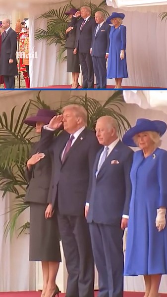 Donald Trump salutes during American national anthem
