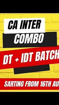 CA Inter Combo DT + IDT Batch | CA Bhanwar Borana & CA Vishal Bhattad | Vsmart Academy