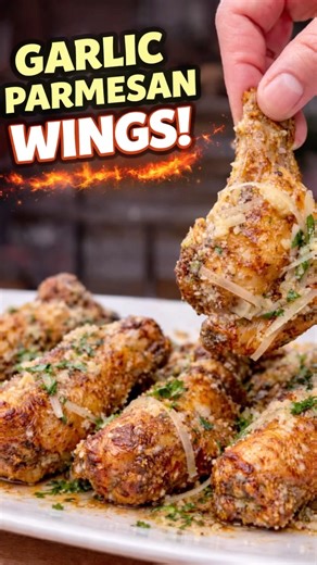 Garlic Parmesan Wings Crispy and Buttery Fast & Easy #chickenwings #Airfryer