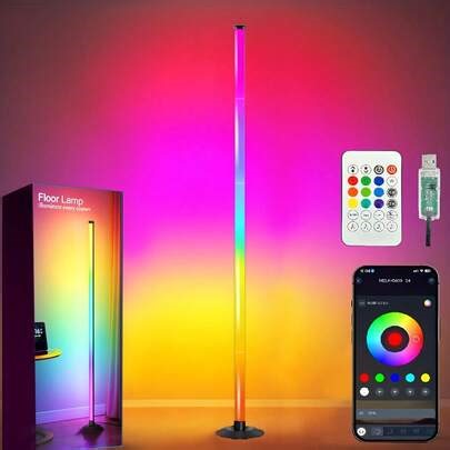 1pc RGB Multi-Color Adjustable LED Floor Lamp | Powered By USB, With Remote Control, Dual Control, Music Synchronization Dimming Function | Suitable For Holiday Living Room Decoration, Game Room, Family Gatherings | SHEIN