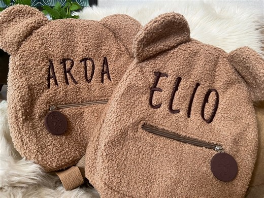 Personalized Teddy Bear Backpack – Embroidered With a Name | Cuddly Plush Children's Backpack | Gift for Birth, Christening or Kindergarten - Etsy