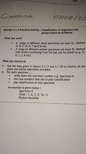 Activity 4.1.4 Practical Activity: Classification of organisms ... | Filo