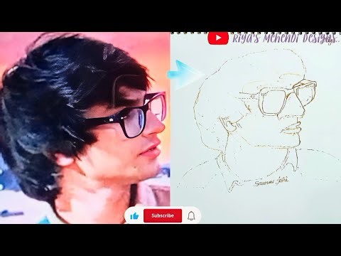 Part 1 How to Draw Sourav Joshi Outline Using Mehndi Cone ✍🏻 | Step by Step Portrait Tutorial ✨