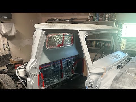 1966 Chevy C10 inside cab paint day
