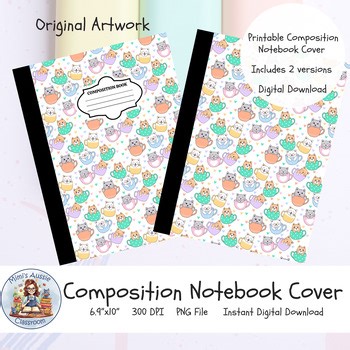 Printable Composition Notebook Cover PNG Back To School Kids Workbook Cover
